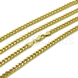 Gargantilla Basica 04.213.0099.20 Oro Laminado, Diseño de Miami Cubana, Pulido, Tono Dorado (140 Gauge, 05 MM Thickness, 20 Inches Length)