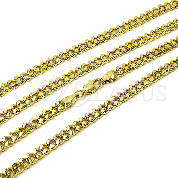 Gargantilla Basica 04.213.0099.22 Oro Laminado, Diseño de Miami Cubana, Pulido, Tono Dorado (Calibre 140, Grosor 05 MM, 22 Pulgadas de Largo)