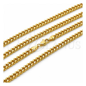 Gargantilla Basica 04.213.0099.22 Oro Laminado, Diseño de Miami Cubana, Pulido, Tono Dorado (Calibre 140, Grosor 05 MM, 22 Pulgadas de Largo)