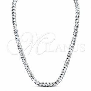 Gargantilla Basica 04.433.0008.26 Plata Rodinada, Diseño de Miami Cubana y Cubana, Pulido, Tono Plateado (Calibre 200, Grosor 07 MM, 26 Pulgadas de Largo)