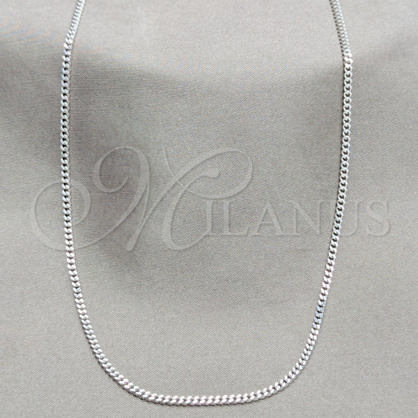 Gargantilla Basica 04.433.0009.24 Plata Rodinada, Diseño de Cubana y Miami Cubana, Pulido, Tono Plateado (Calibre 0.80, Grosor 02.8 MM, 24 Pulgadas de Largo)