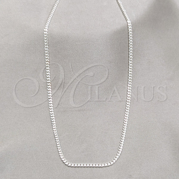 Gargantilla Basica 04.433.0009.16 Plata Rodinada, Diseño de Cubana y Miami Cubana, Pulido, Tono Plateado (Calibre 0.80, Grosor 02.8 MM, 16 Pulgadas de Largo)
