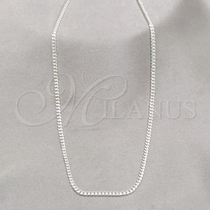 Gargantilla Basica 04.433.0009.16 Plata Rodinada, Diseño de Cubana y Miami Cubana, Pulido, Tono Plateado (Calibre 0.80, Grosor 02.8 MM, 16 Pulgadas de Largo)