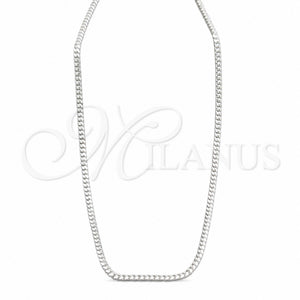 Gargantilla Basica 04.433.0009.16 Plata Rodinada, Diseño de Cubana y Miami Cubana, Pulido, Tono Plateado (Calibre 0.80, Grosor 02.8 MM, 16 Pulgadas de Largo)