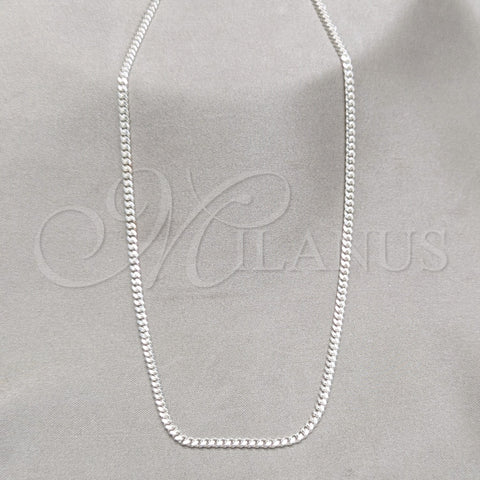 Gargantilla Basica 04.433.0009.16 Plata Rodinada, Diseño de Cubana y Miami Cubana, Pulido, Tono Plateado (Calibre 0.80, Grosor 02.8 MM, 16 Pulgadas de Largo)
