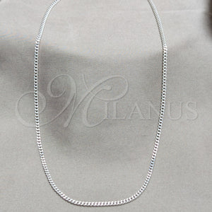 Gargantilla Basica 04.433.0010.24 Plata Rodinada, Diseño de Cubana y Miami Cubana, Pulido, Tono Plateado (Calibre 0.60, Grosor 02 MM, 24 Pulgadas de Largo)
