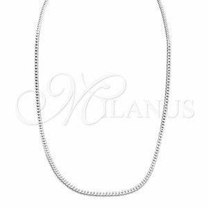 Gargantilla Basica 04.433.0010.16 Plata Rodinada, Diseño de Cubana y Miami Cubana, Pulido, Tono Plateado (Calibre 0.60, Grosor 02 MM, 16 Pulgadas de Largo)