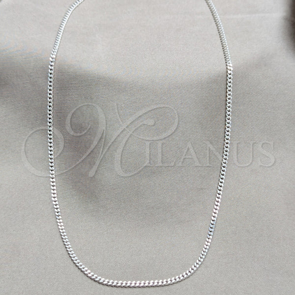 Gargantilla Basica 04.433.0010.16 Plata Rodinada, Diseño de Cubana y Miami Cubana, Pulido, Tono Plateado (Calibre 0.60, Grosor 02 MM, 16 Pulgadas de Largo)