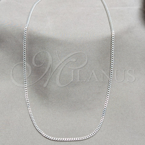 Gargantilla Basica 04.433.0010.16 Plata Rodinada, Diseño de Cubana y Miami Cubana, Pulido, Tono Plateado (Calibre 0.60, Grosor 02 MM, 16 Pulgadas de Largo)