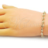 Pulsera Elegante 03.213.0234.08 Oro Laminado, Diseño de Puff Mariner, Pulido, Tono Dorado (06 MM Thickness, 8 Inches Length)