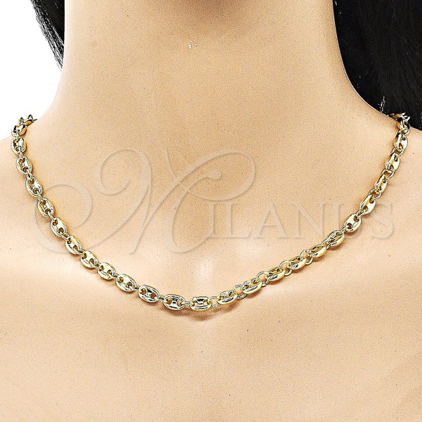 Gargantilla Elegante 03.213.0234.20 Oro Laminado, Diseño de Puff Mariner, Pulido, Tono Dorado (06 MM Thickness, 20 Inches Length)
