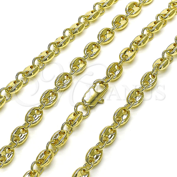Gargantilla Elegante 03.213.0234.20 Oro Laminado, Diseño de Puff Mariner, Pulido, Tono Dorado (06 MM Thickness, 20 Inches Length)