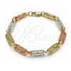 Pulsera Elegante 03.411.0077.08 Oro Laminado, Diseño de San Judas, Pulido, Tres Tonos (Grosor 07.7 MM, 8 Pulgadas de Largo)
