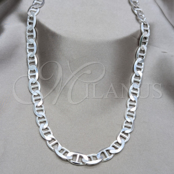 Gargantilla Basica 04.433.0011.26 Plata Rodinada, Diseño de Mariner, Pulido, Tono Plateado (Calibre 250, Grosor 10.2 MM, 26 Pulgadas de Largo)