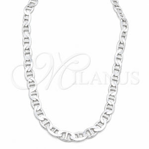Gargantilla Basica 04.433.0011.26 Plata Rodinada, Diseño de Mariner, Pulido, Tono Plateado (Calibre 250, Grosor 10.2 MM, 26 Pulgadas de Largo)