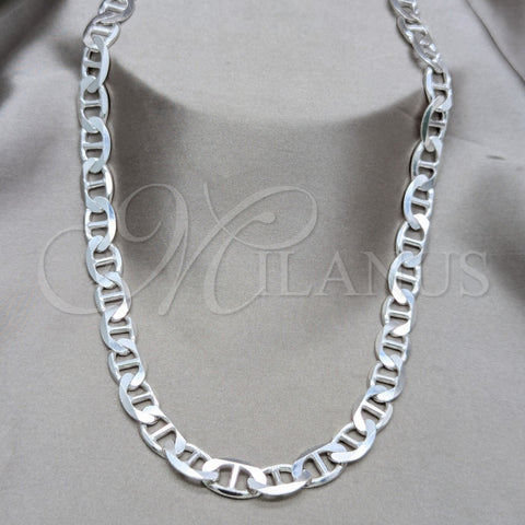 Gargantilla Basica 04.433.0011.26 Plata Rodinada, Diseño de Mariner, Pulido, Tono Plateado (Calibre 250, Grosor 10.2 MM, 26 Pulgadas de Largo)