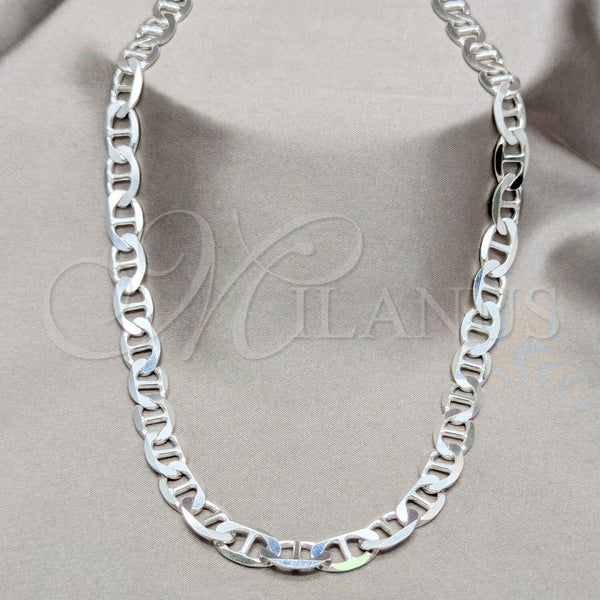 Gargantilla Basica 04.433.0012.26 Plata Rodinada, Diseño de Mariner, Pulido, Tono Plateado (Calibre 200, Grosor 09.1 MM, 26 Pulgadas de Largo)