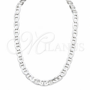 Gargantilla Basica 04.433.0012.26 Plata Rodinada, Diseño de Mariner, Pulido, Tono Plateado (Calibre 200, Grosor 09.1 MM, 26 Pulgadas de Largo)