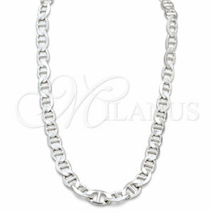 Gargantilla Basica 04.433.0012.23 Plata Rodinada, Diseño de Mariner, Pulido, Tono Plateado (Calibre 200, Grosor 09.1 MM, 24 Pulgadas de Largo)