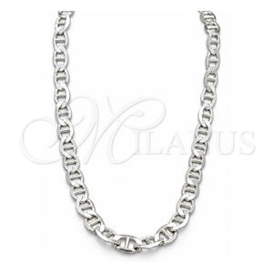 Gargantilla Basica 04.433.0012.23 Plata Rodinada, Diseño de Mariner, Pulido, Tono Plateado (Calibre 200, Grosor 09.1 MM, 24 Pulgadas de Largo)