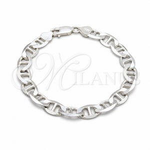 Pulsera Básica 03.433.0012.08 Plata Rodinada, Diseño de Mariner, Pulido, Tono Plateado (Calibre 200, Grosor 09.1 MM, 8 Pulgadas de Largo)