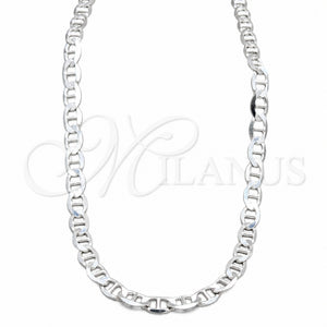 Gargantilla Basica 04.433.0013.26 Plata Rodinada, Diseño de Mariner, Pulido, Tono Plateado (Calibre 180, Grosor 08 MM, 26 Pulgadas de Largo)