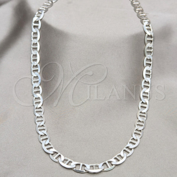 Gargantilla Basica 04.433.0013.24 Plata Rodinada, Diseño de Mariner, Pulido, Tono Plateado (Calibre 180, Grosor 08 MM, 24 Pulgadas de Largo)
