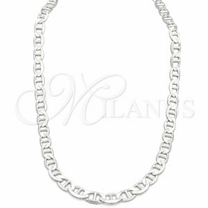 Gargantilla Basica 04.433.0013.24 Plata Rodinada, Diseño de Mariner, Pulido, Tono Plateado (Calibre 180, Grosor 08 MM, 24 Pulgadas de Largo)