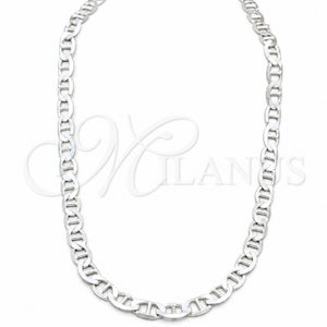 Gargantilla Basica 04.433.0013.22 Plata Rodinada, Diseño de Mariner, Pulido, Tono Plateado (Calibre 180, Grosor 08 MM, 22 Pulgadas de Largo)