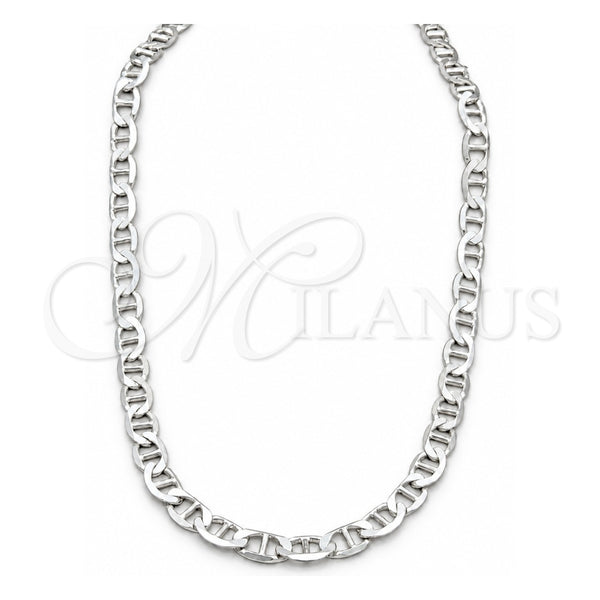 Gargantilla Basica 04.433.0013.22 Plata Rodinada, Diseño de Mariner, Pulido, Tono Plateado (Calibre 180, Grosor 08 MM, 22 Pulgadas de Largo)