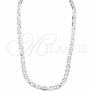 Gargantilla Basica 04.433.0014.24 Plata Rodinada, Diseño de Mariner, Pulido, Tono Plateado (Calibre 150, Grosor 06.1 MM, 24 Pulgadas de Largo)