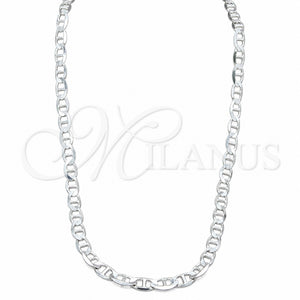 Gargantilla Basica 04.433.0014.24 Plata Rodinada, Diseño de Mariner, Pulido, Tono Plateado (Calibre 150, Grosor 06.1 MM, 24 Pulgadas de Largo)
