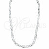 Gargantilla Basica 04.433.0014.24 Plata Rodinada, Diseño de Mariner, Pulido, Tono Plateado (Calibre 150, Grosor 06.1 MM, 24 Pulgadas de Largo)