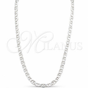 Gargantilla Basica 04.433.0015.24 Plata Rodinada, Diseño de Mariner, Pulido, Tono Plateado (Calibre 120, Grosor 05.2 MM, 24 Pulgadas de Largo)