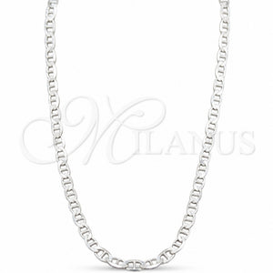 Gargantilla Basica 04.433.0015.24 Plata Rodinada, Diseño de Mariner, Pulido, Tono Plateado (Calibre 120, Grosor 05.2 MM, 24 Pulgadas de Largo)