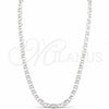 Gargantilla Basica 04.433.0015.24 Plata Rodinada, Diseño de Mariner, Pulido, Tono Plateado (Calibre 120, Grosor 05.2 MM, 24 Pulgadas de Largo)