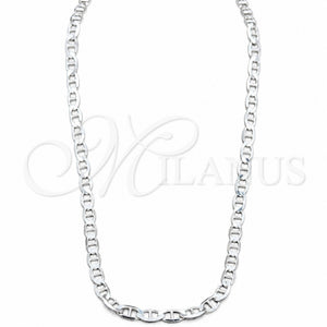 Gargantilla Basica 04.433.0015.22 Plata Rodinada, Diseño de Mariner, Pulido, Tono Plateado (Calibre 120, Grosor 05.2 MM, 22 Pulgadas de Largo)
