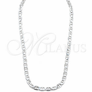 Gargantilla Basica 04.433.0015.22 Plata Rodinada, Diseño de Mariner, Pulido, Tono Plateado (Calibre 120, Grosor 05.2 MM, 22 Pulgadas de Largo)