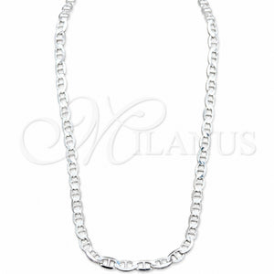 Gargantilla Basica 04.433.0015.20 Plata Rodinada, Diseño de Mariner, Pulido, Tono Plateado (Calibre 120, Grosor 05.2 MM, 20 Pulgadas de Largo)