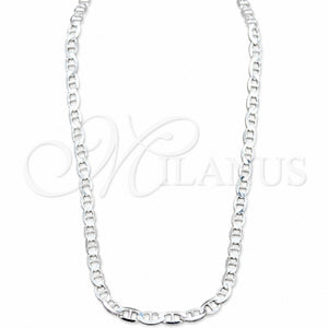 Gargantilla Basica 04.433.0015.20 Plata Rodinada, Diseño de Mariner, Pulido, Tono Plateado (Calibre 120, Grosor 05.2 MM, 20 Pulgadas de Largo)
