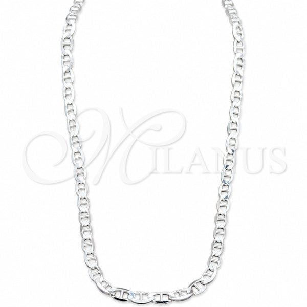 Gargantilla Basica 04.433.0015.20 Plata Rodinada, Diseño de Mariner, Pulido, Tono Plateado (Calibre 120, Grosor 05.2 MM, 20 Pulgadas de Largo)