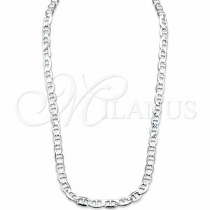 Gargantilla Basica 04.433.0015.18 Plata Rodinada, Diseño de Mariner, Pulido, Tono Plateado (Calibre 120, Grosor 05.2 MM, 18 Pulgadas de Largo)