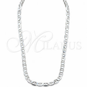 Gargantilla Basica 04.433.0015.18 Plata Rodinada, Diseño de Mariner, Pulido, Tono Plateado (Calibre 120, Grosor 05.2 MM, 18 Pulgadas de Largo)
