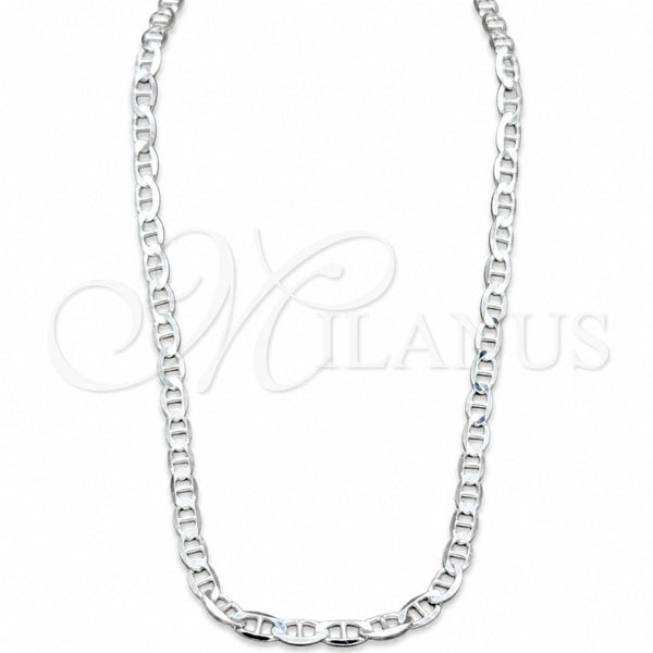 Gargantilla Basica 04.433.0015.18 Plata Rodinada, Diseño de Mariner, Pulido, Tono Plateado (Calibre 120, Grosor 05.2 MM, 18 Pulgadas de Largo)