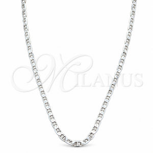 Gargantilla Basica 04.433.0016.20 Plata Rodinada, Diseño de Mariner, Pulido, Tono Plateado (Calibre 100, Grosor 04.2 MM, 20 Pulgadas de Largo)