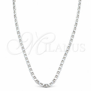 Gargantilla Basica 04.433.0016.20 Plata Rodinada, Diseño de Mariner, Pulido, Tono Plateado (Calibre 100, Grosor 04.2 MM, 20 Pulgadas de Largo)