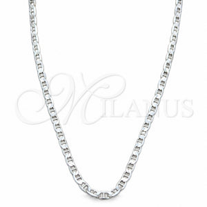 Gargantilla Basica 04.433.0016.18 Plata Rodinada, Diseño de Mariner, Pulido, Tono Plateado (Calibre 100, Grosor 04.2 MM, 18 Pulgadas de Largo)
