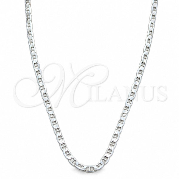Gargantilla Basica 04.433.0016.18 Plata Rodinada, Diseño de Mariner, Pulido, Tono Plateado (Calibre 100, Grosor 04.2 MM, 18 Pulgadas de Largo)
