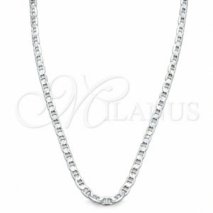 Gargantilla Basica 04.433.0016.18 Plata Rodinada, Diseño de Mariner, Pulido, Tono Plateado (Calibre 100, Grosor 04.2 MM, 18 Pulgadas de Largo)