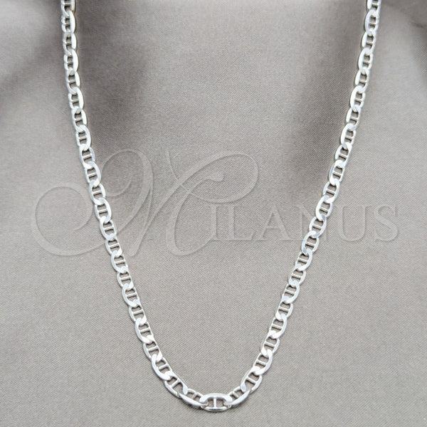 Gargantilla Basica 04.433.0016.16 Plata Rodinada, Diseño de Mariner, Pulido, Tono Plateado (Calibre 100, Grosor 04.2 MM, 16 Pulgadas de Largo)